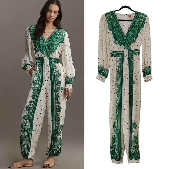 FARM Rio Pants - Farm Rio Floral Dot Jumpsuit